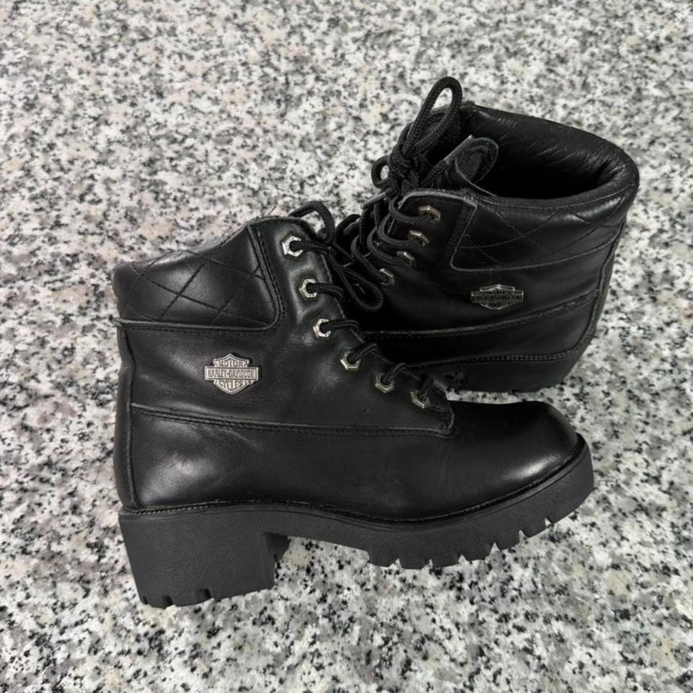Harley Davidson Women's Y2k Black Cruise Control Biker Lace Boot W6.5 82034